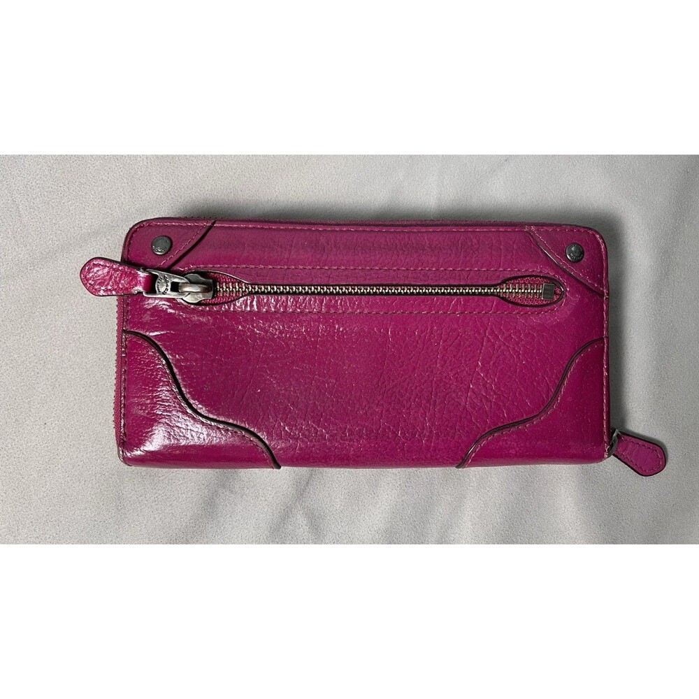 COACH PINK LEATHER ZIP-AROUND BIFOLD WALLET FULL BACK ZIP, GUNMETAL HARDWARE - Picture 2 of 6